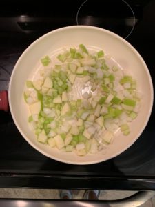 onion, celery, apple skillet